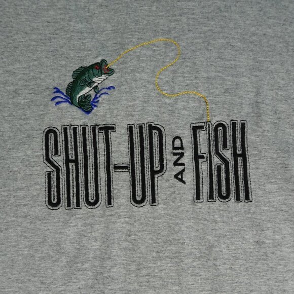 Shut-Up and Fish Gray T-Shirt Large - Picture 3 of 4